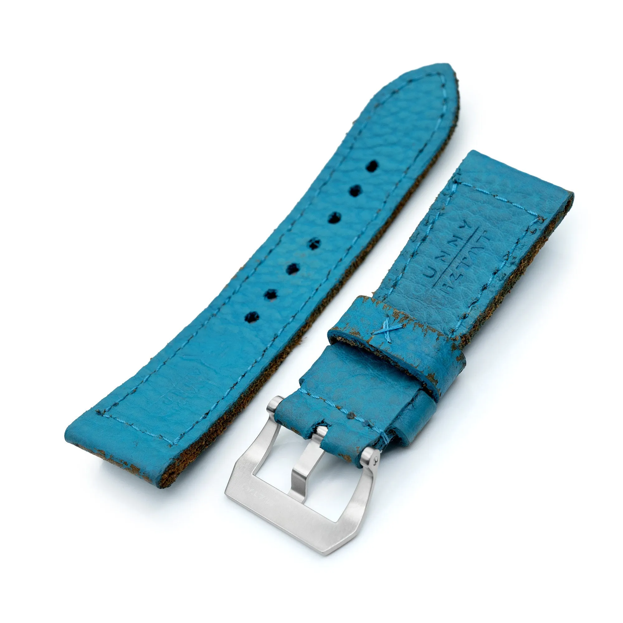 27mm Gunny X MT Coral Blue Handmade Leather Watch Band