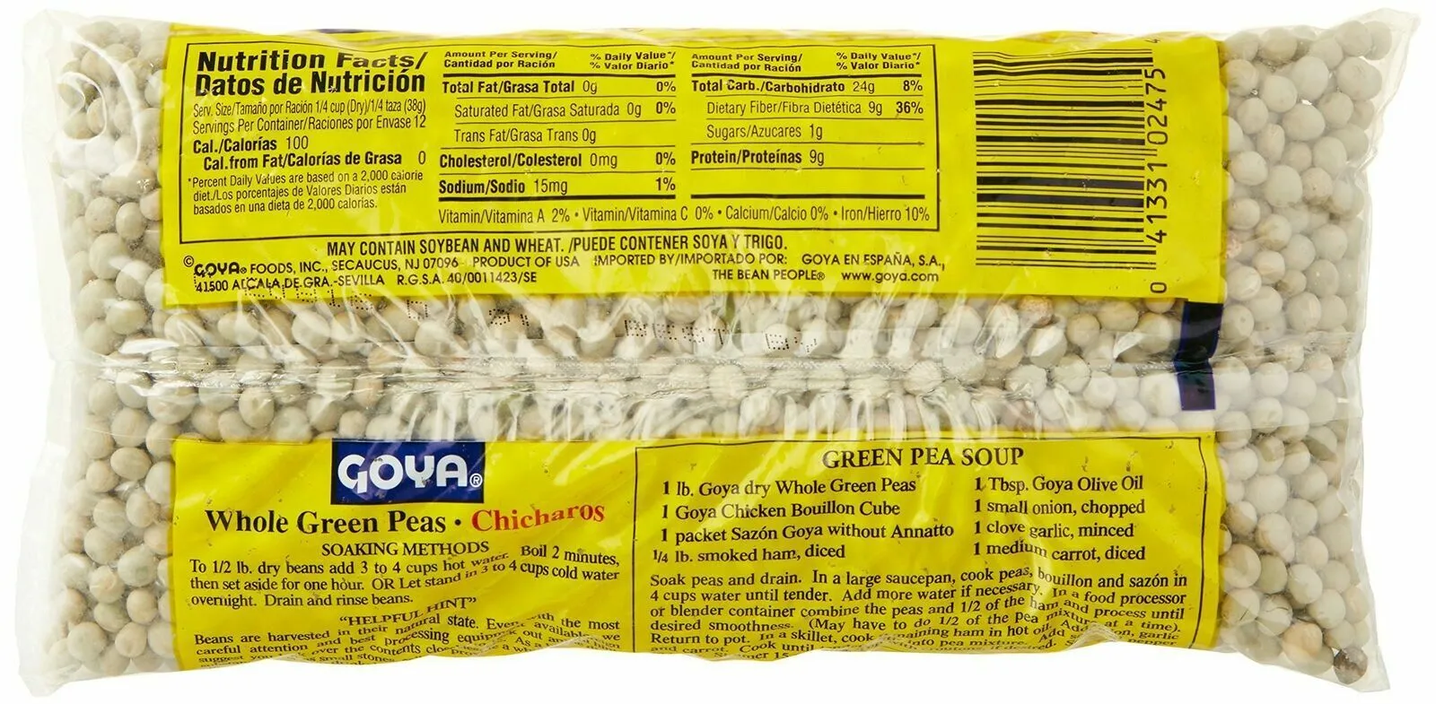 (3 Pack) Goya Whole Green Peas 16 Oz Chicharos Verdes Enteros