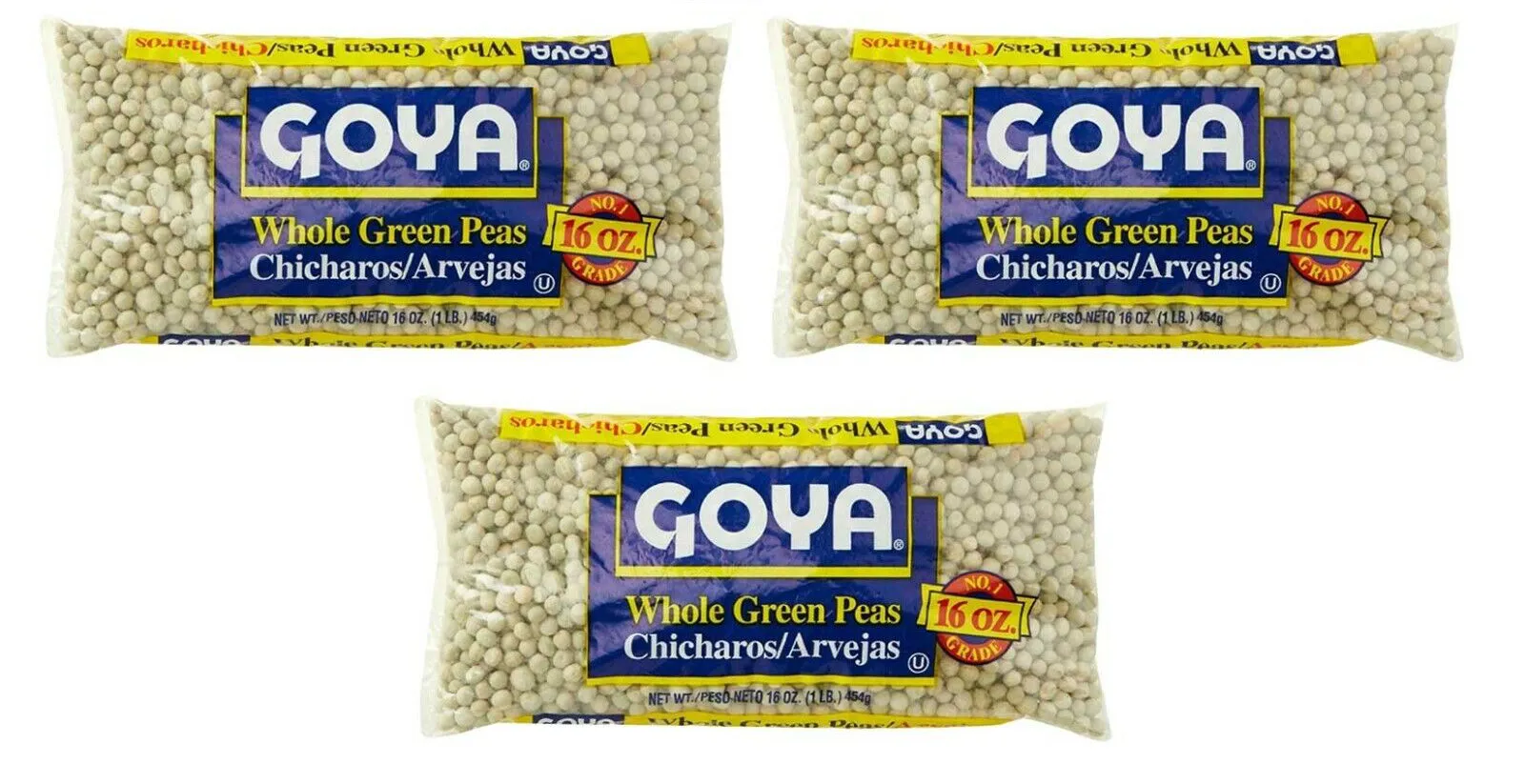 (3 Pack) Goya Whole Green Peas 16 Oz Chicharos Verdes Enteros