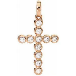 AMEN Mod. CROCE PICCOLA Argento IP Oro rosa e Zirconi