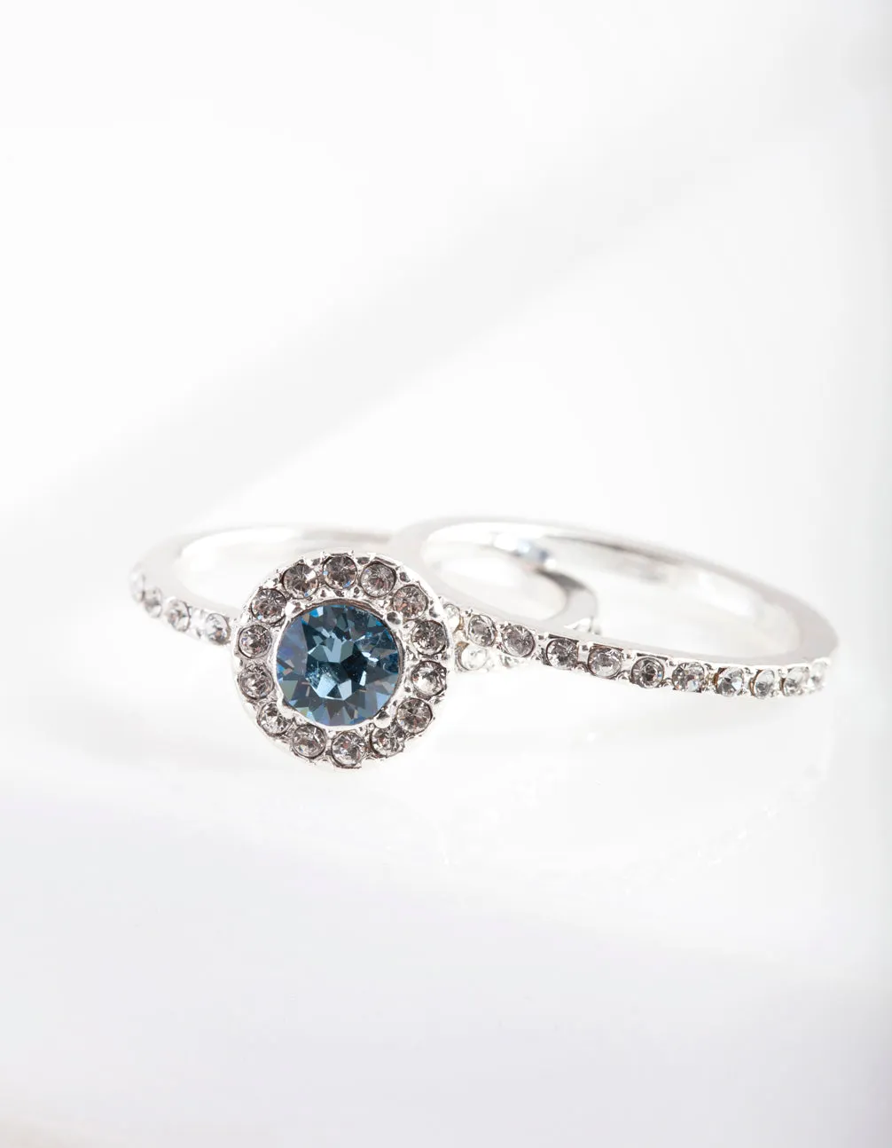 Aqua Diamond Simulant Diamante Ring