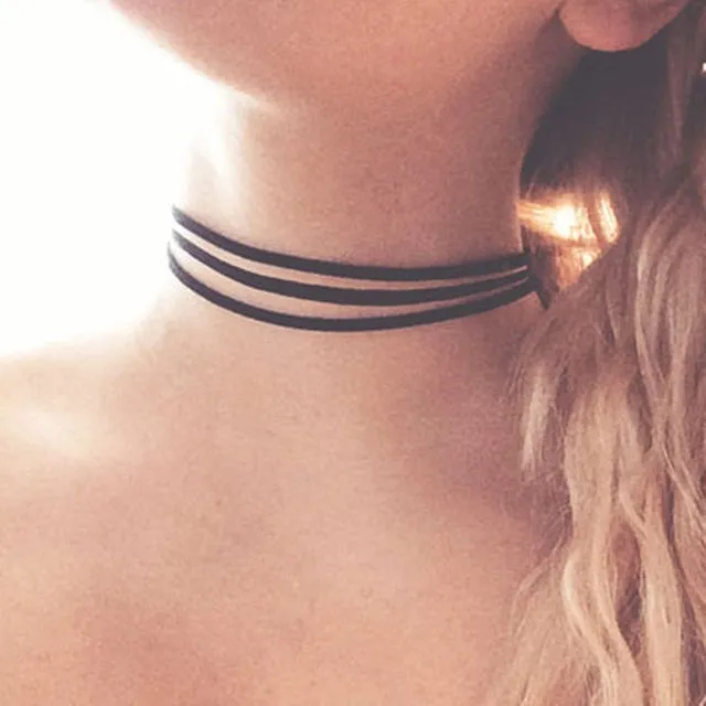 Black Suede Choker Necklace Multilayer Leather Goth Velvet Chokers Colares Jewelry Necklaces Punk Jewelery Bijoux One Direction