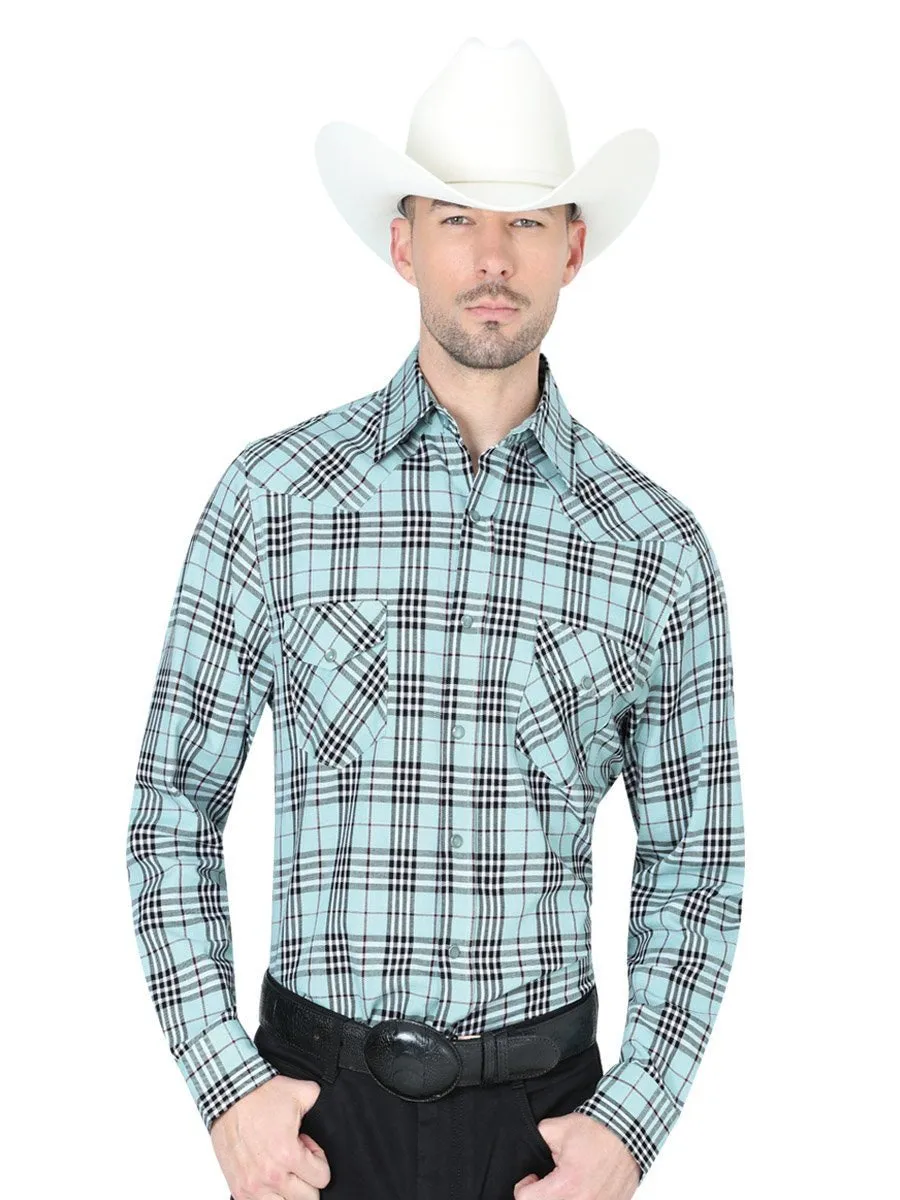 Camisa Casual Manga Larga para Hombre 'El Señor de los Cielos' *GRIS/NEGRO-42042*