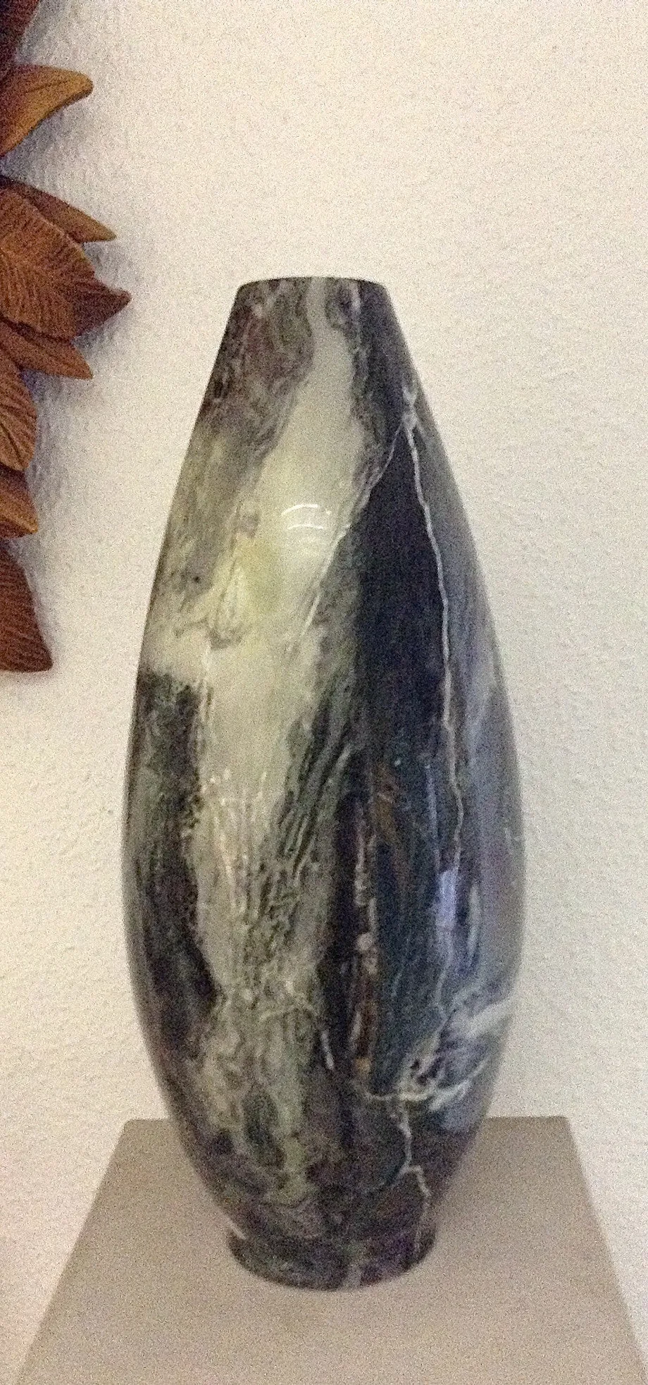 Emerald Platino Marble Tall Egg Vase.