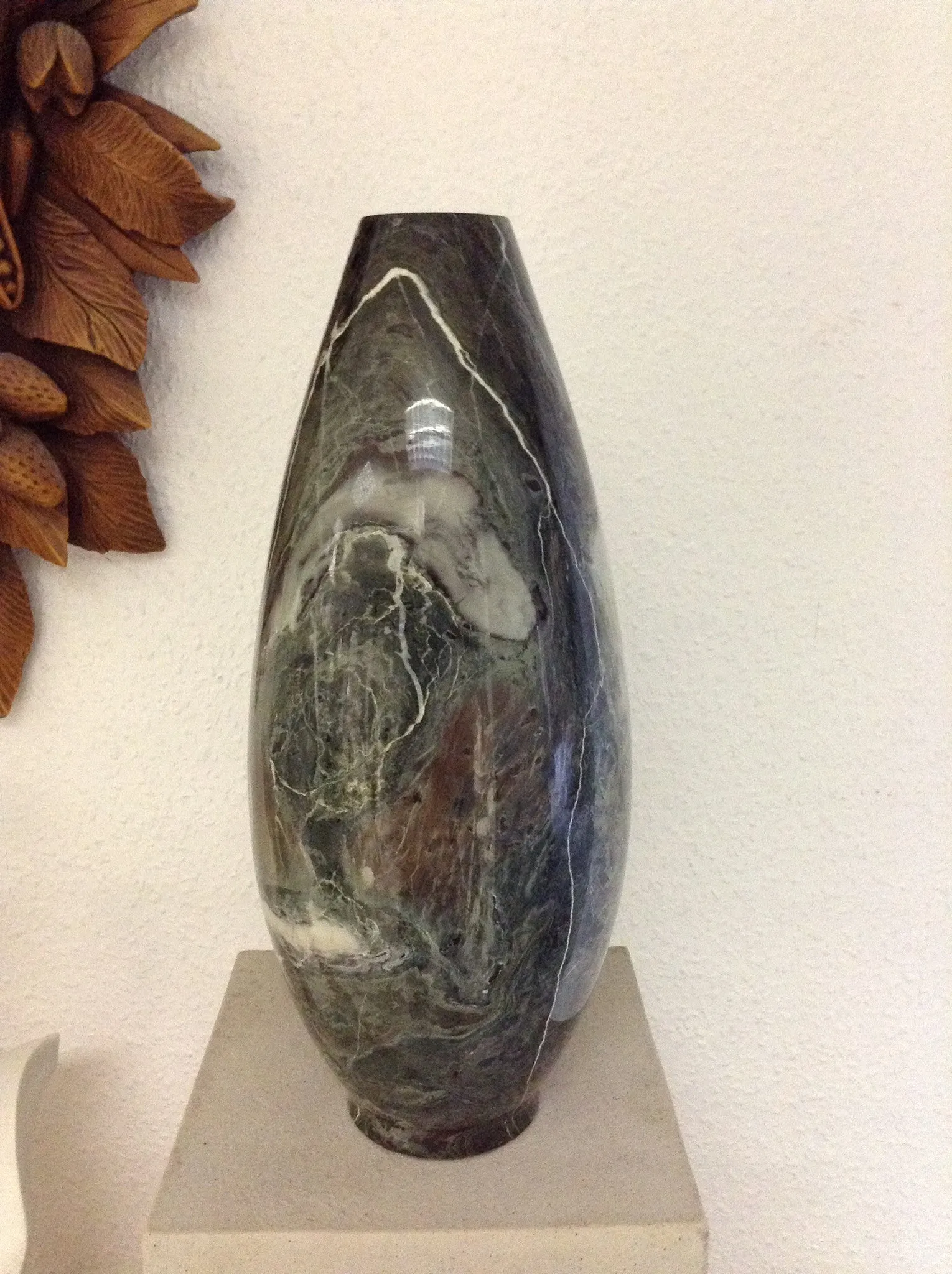 Emerald Platino Marble Tall Egg Vase.