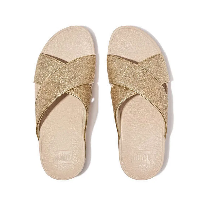 Fitflop Lulu Glitterdust Cross Slides - Platino