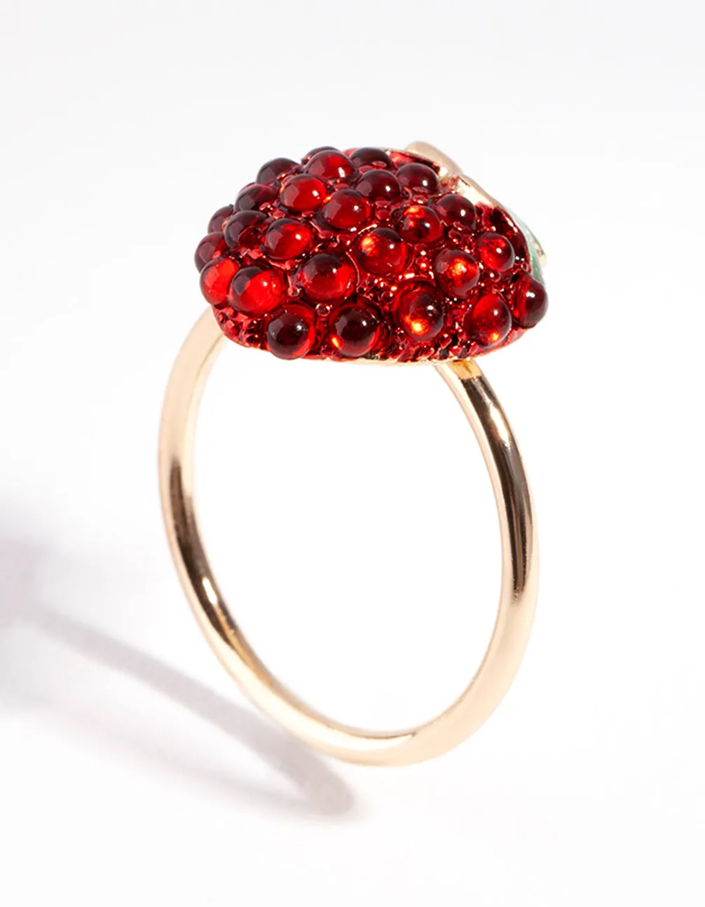 Gold Diamante Strawberry Ring