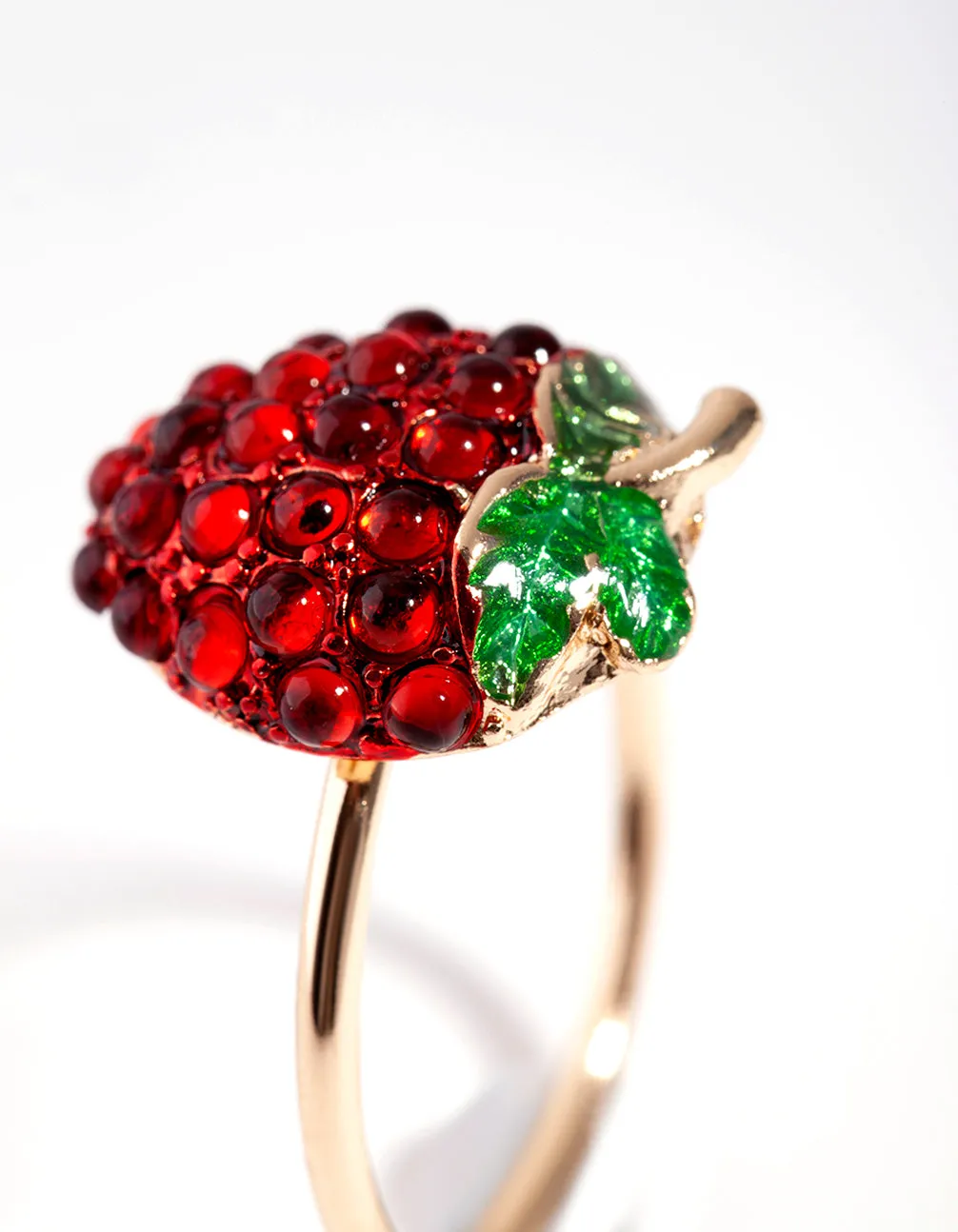 Gold Diamante Strawberry Ring