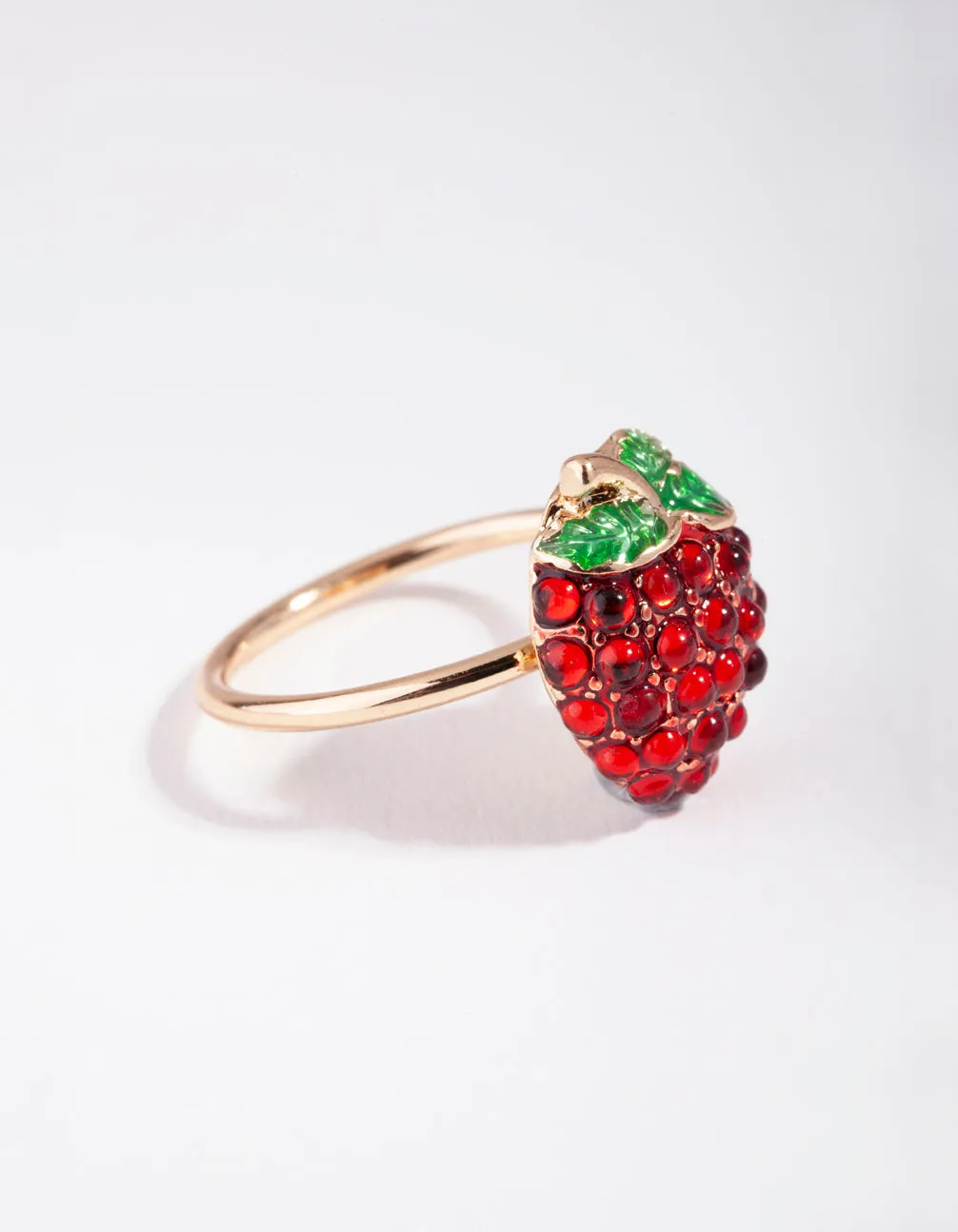 Gold Diamante Strawberry Ring