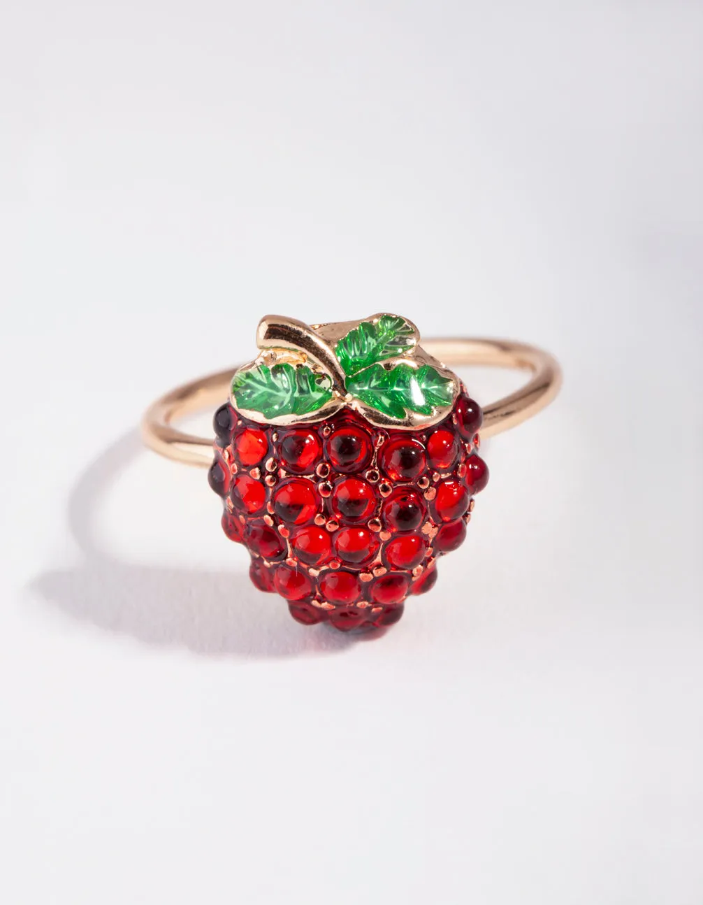 Gold Diamante Strawberry Ring