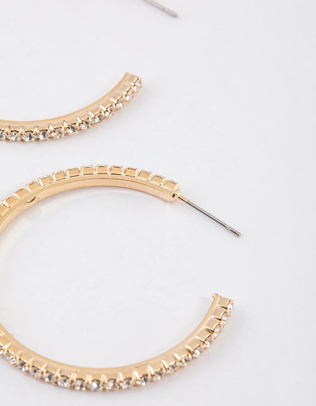 Gold Medium Diamante Hoop Earrings