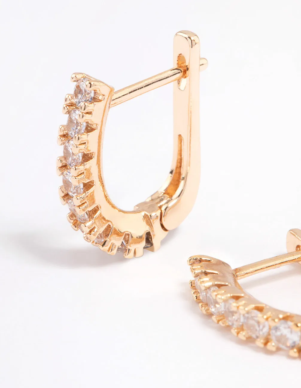 Gold Mini Classic Diamante Huggie Earring