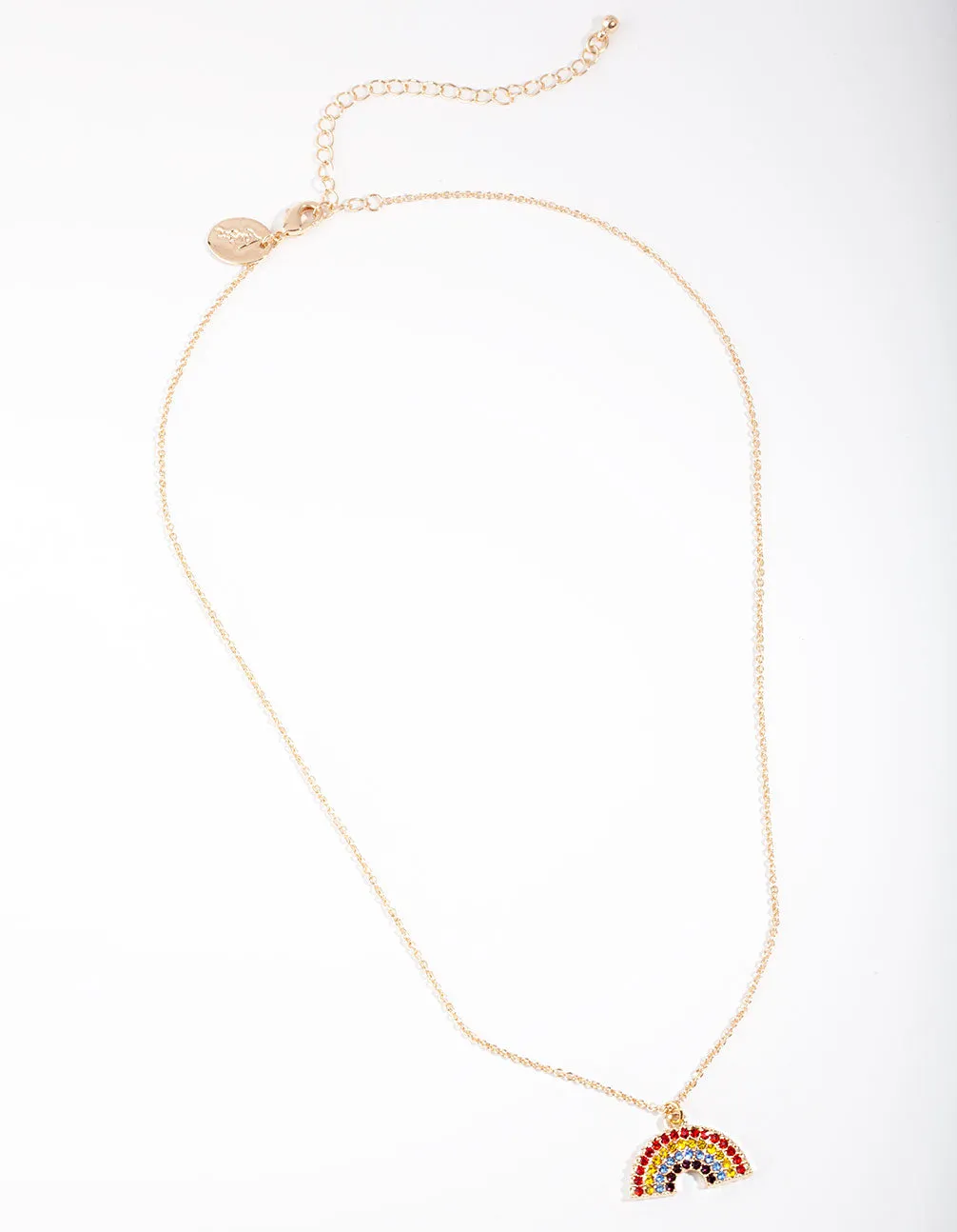 Gold Rainbow Diamante Pendant Necklace