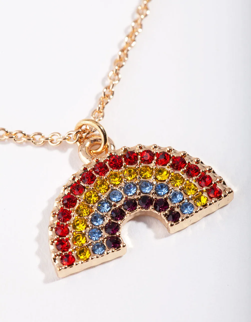 Gold Rainbow Diamante Pendant Necklace