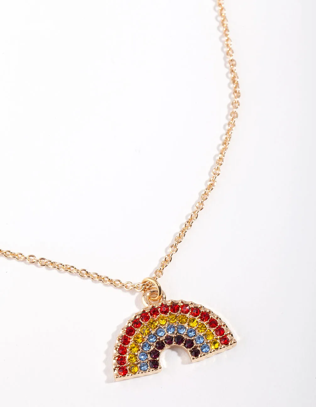 Gold Rainbow Diamante Pendant Necklace