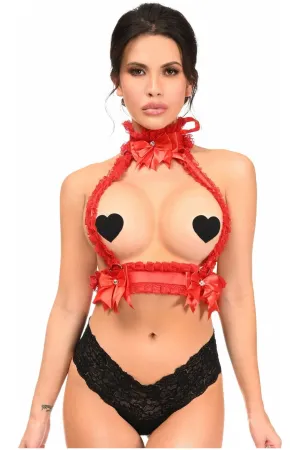 Kitten Collection Red/Red Lace Double Strap Body Harness