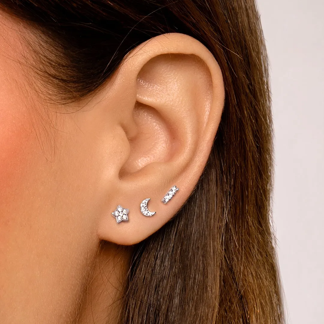 Mini Trio Spark Silver Single Earring