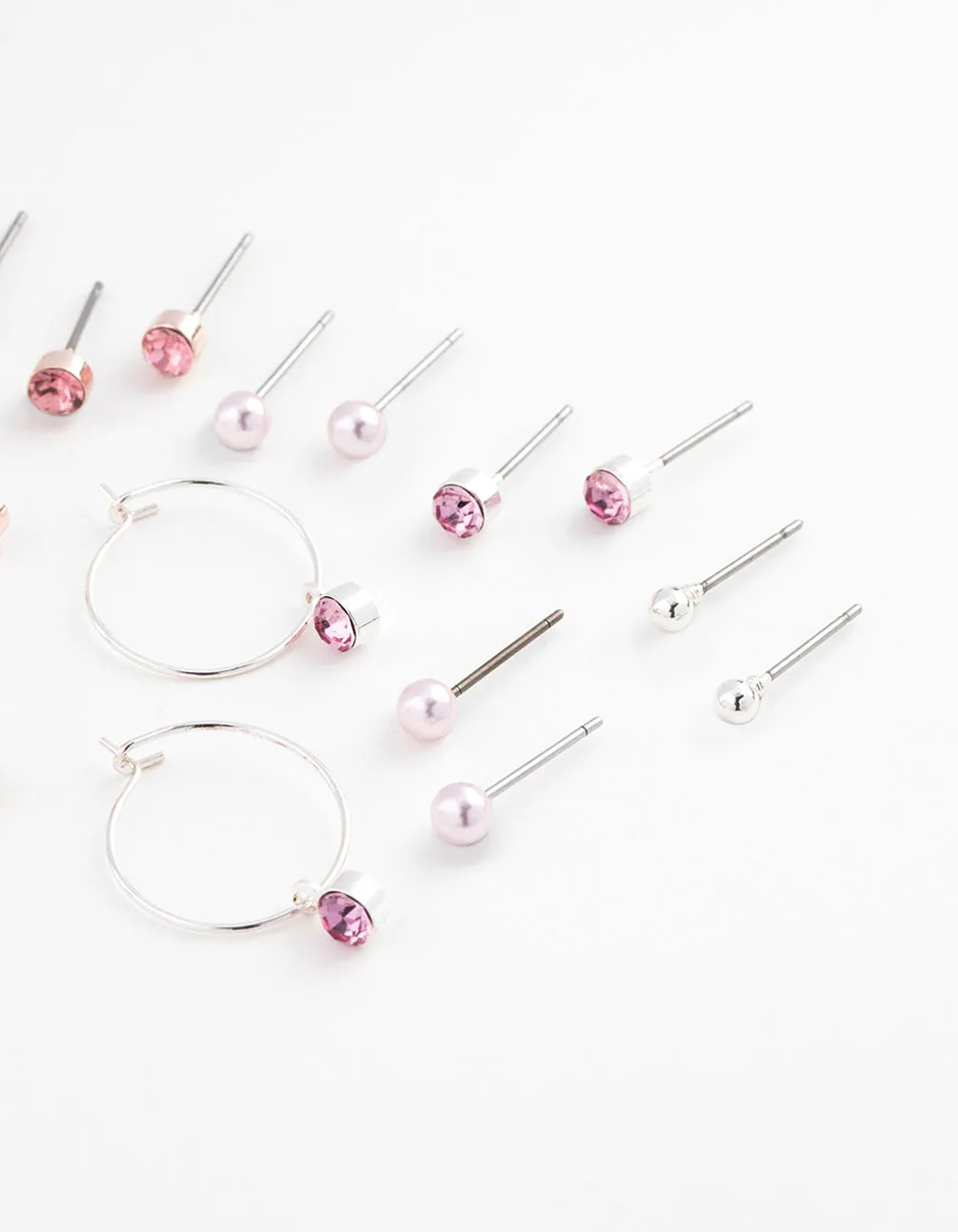 Mixed Metal Diamante & Pearl Earring 8-Pack