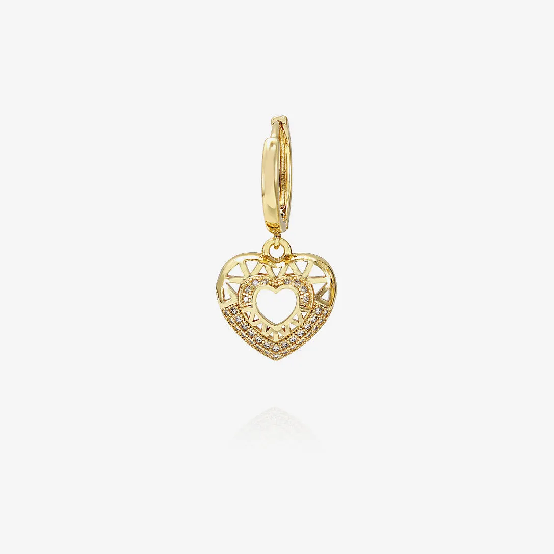 Orecchino cuore openwork oro