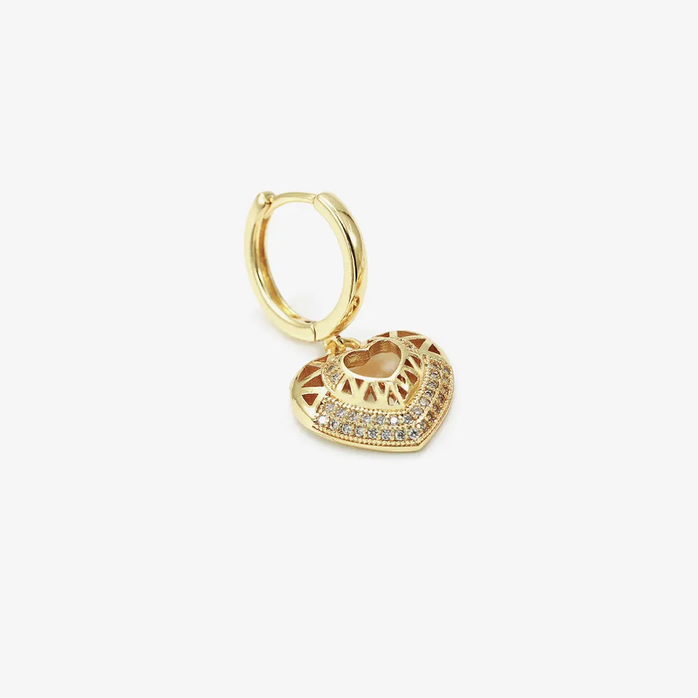 Orecchino cuore openwork oro