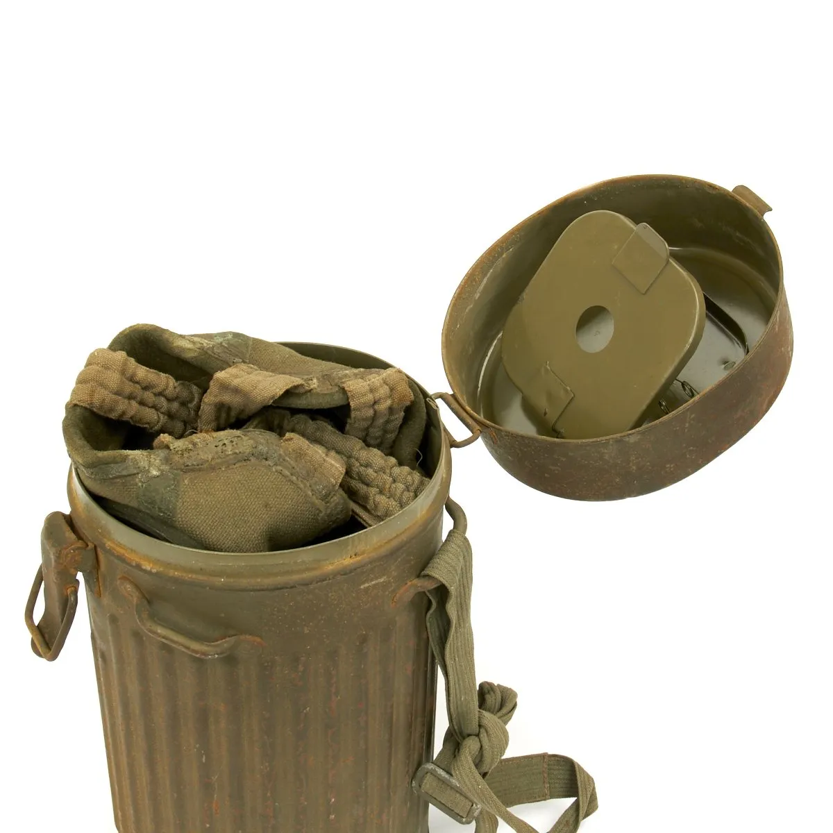 Original German WWII 1940 Luftschutz Gas Mask by Draeger