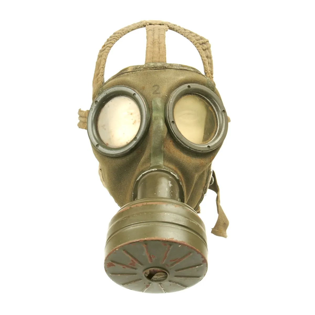 Original German WWII 1940 Luftschutz Gas Mask by Draeger