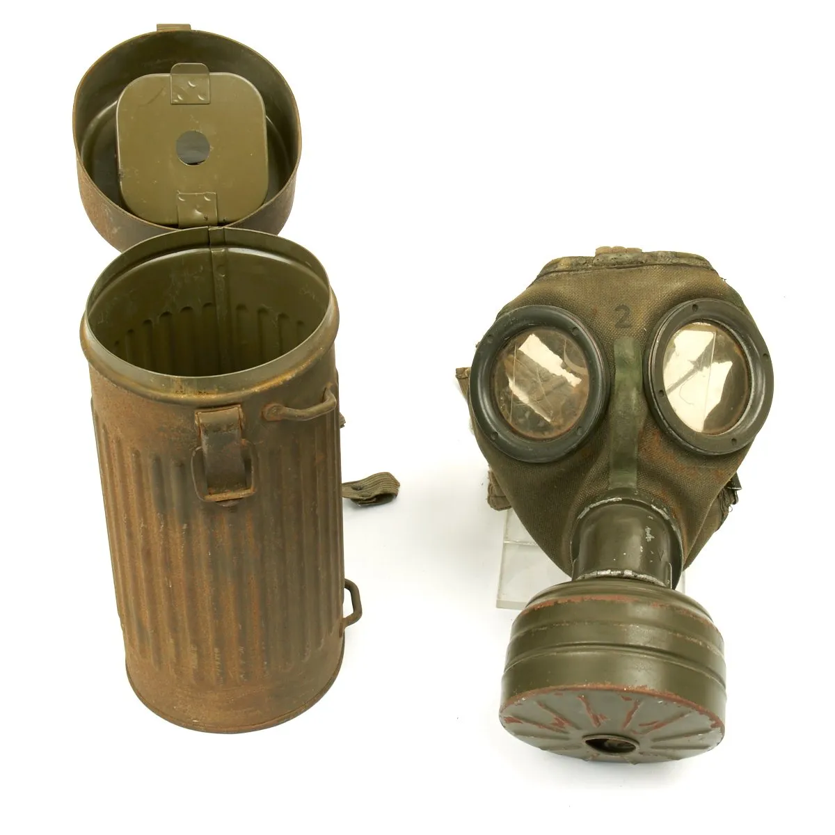 Original German WWII 1940 Luftschutz Gas Mask by Draeger