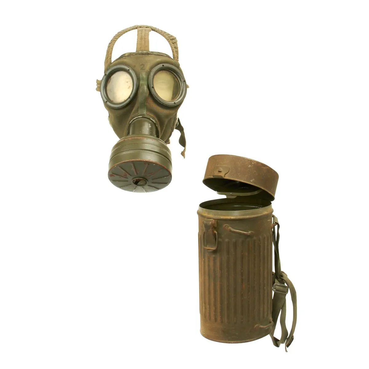 Original German WWII 1940 Luftschutz Gas Mask by Draeger