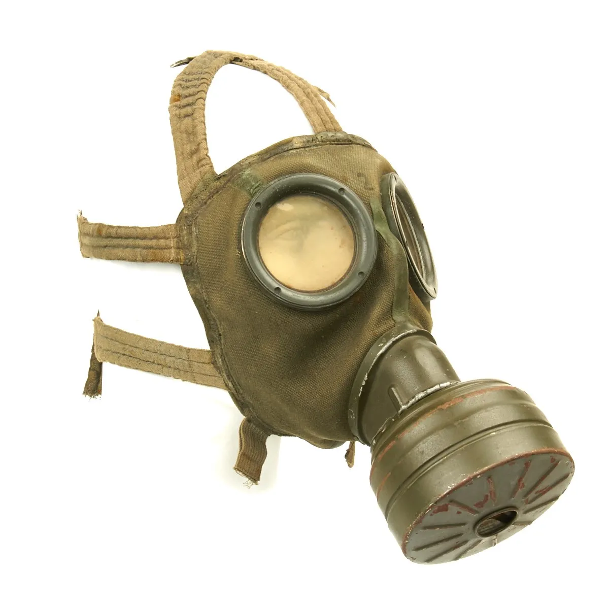 Original German WWII 1940 Luftschutz Gas Mask by Draeger