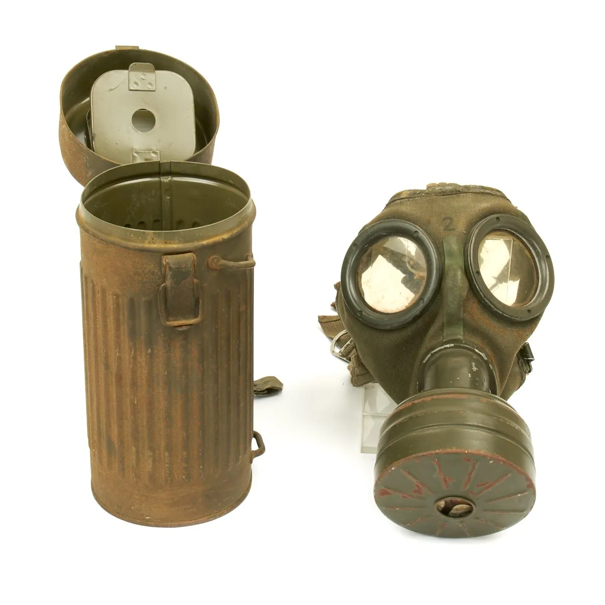 Original German WWII 1940 Luftschutz Gas Mask by Draeger