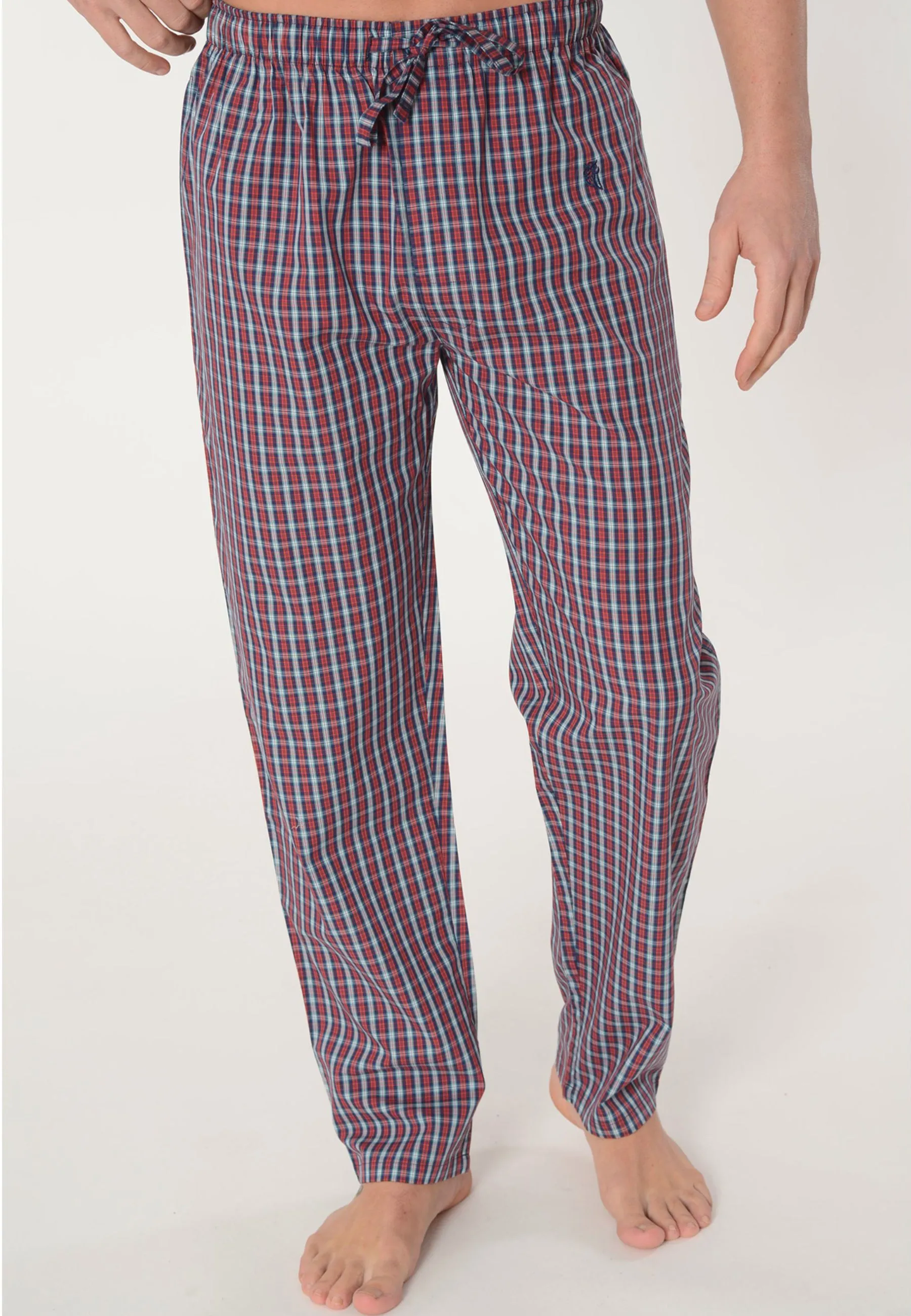 Pantalón Pijama Hombre Largo Algodón Popelín Cuadros - Rojo 8910_94