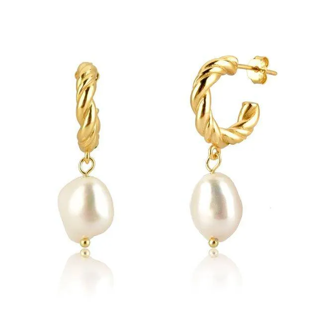 "Half Ring Pearls" Earrings