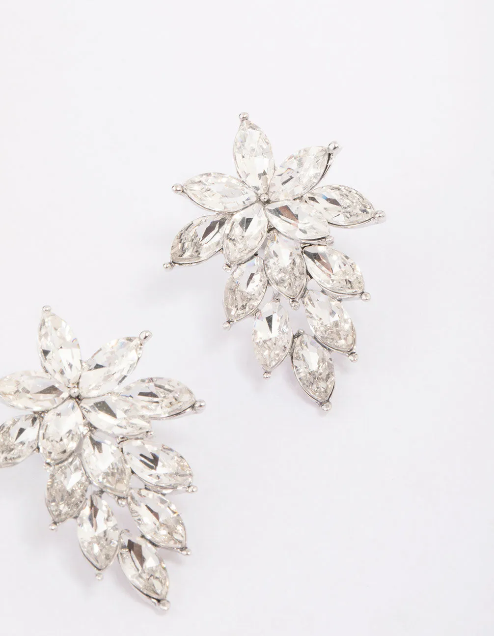 Rhodium Pear Diamante Statement Drop Earrings