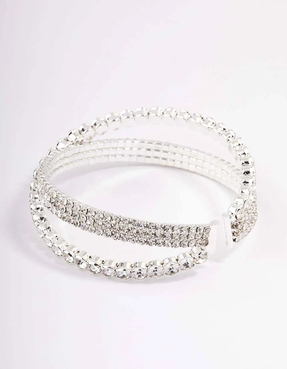 Silver Cluster Diamante Wrist Cuff