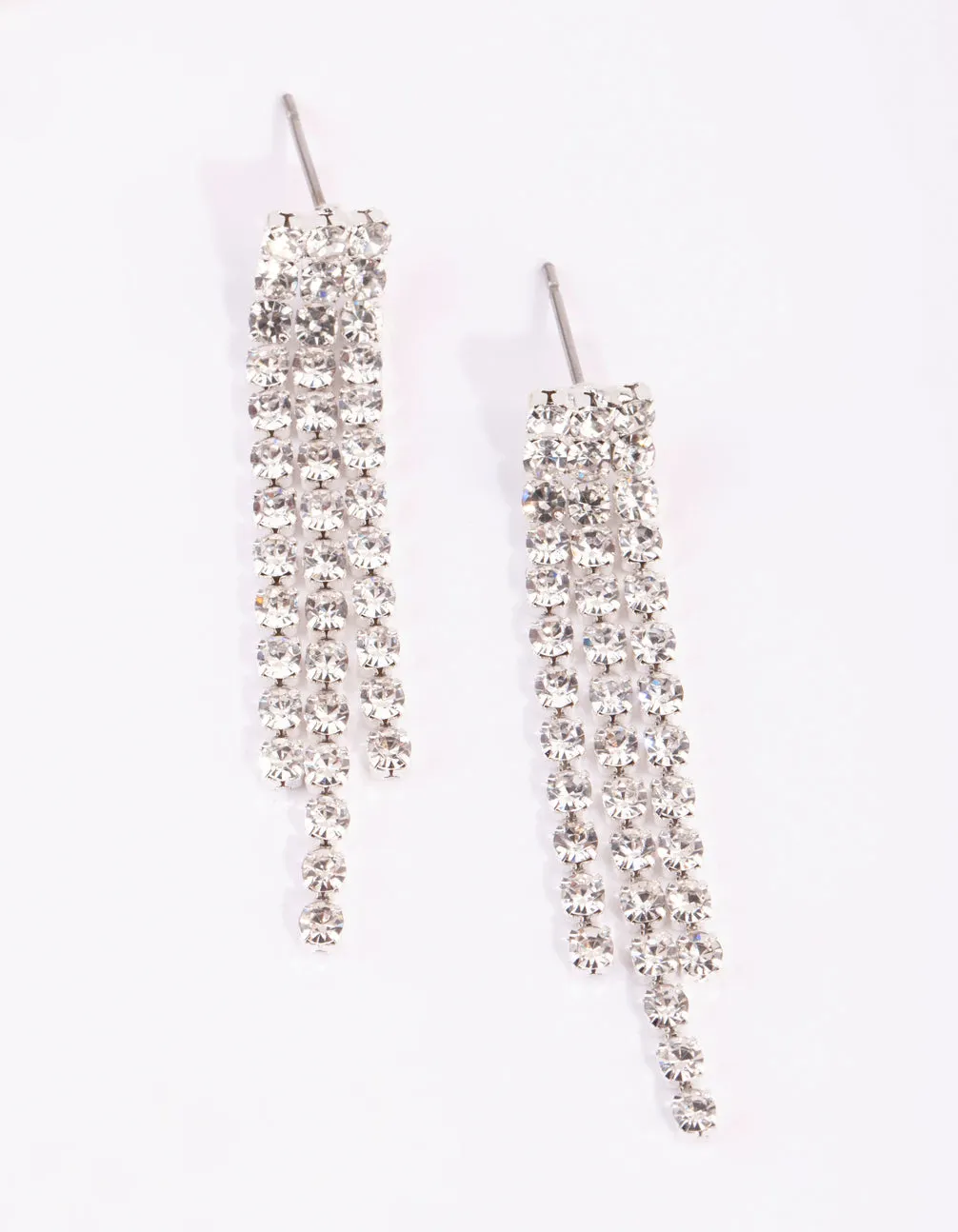 Silver Diamante Tassel Necklace & Earrings Set