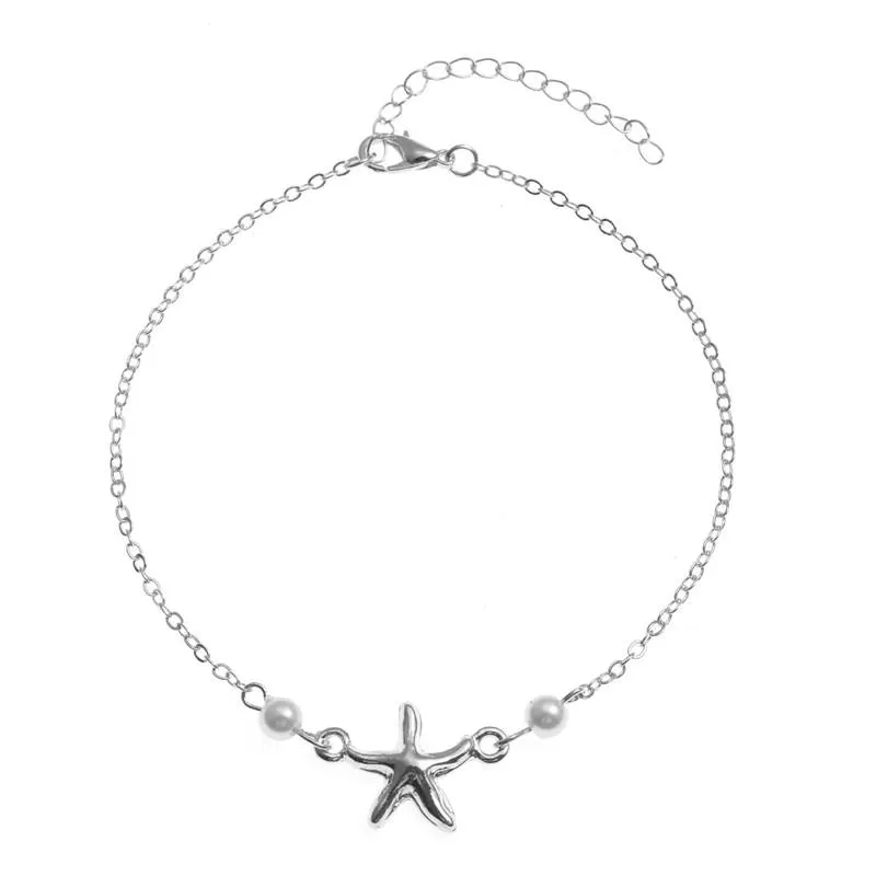 Starfish Anklet Foot Cuff Pearls Beach Anklets Summer Bohemian Jewelry