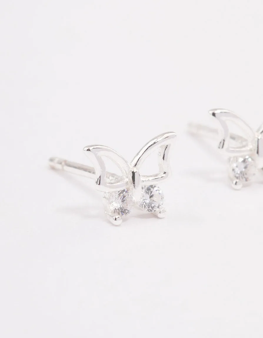 Sterling Silver Diamante Stud Earrings