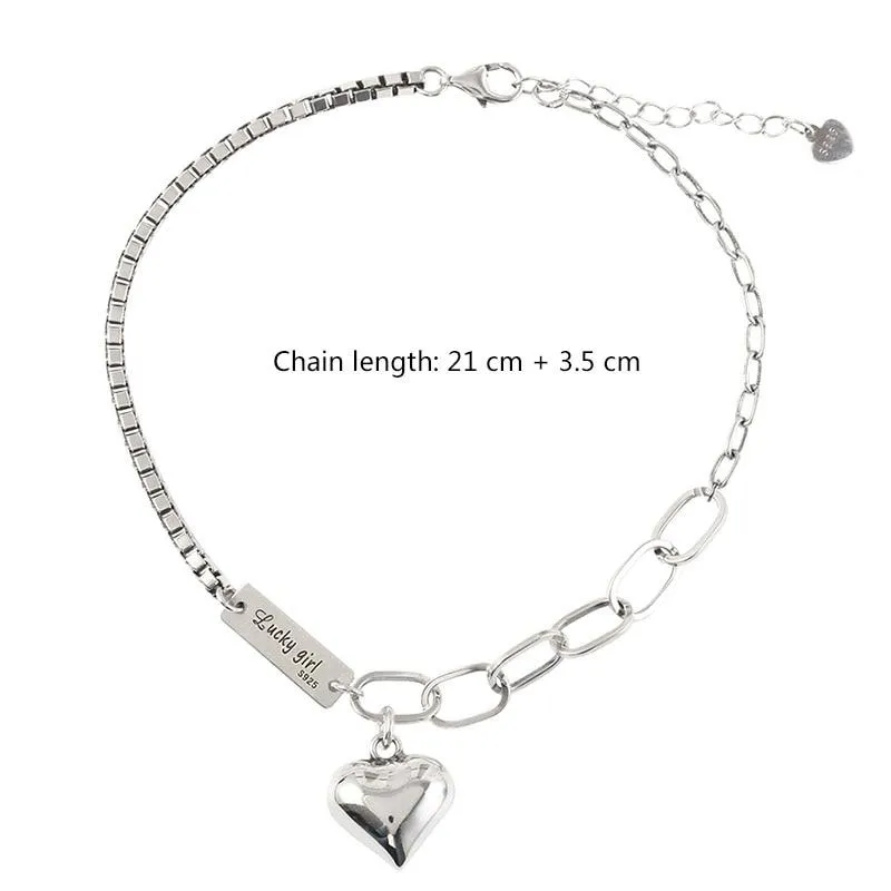 Summer Anklet Bracelet For Women Vintage Love Heart Pendant Jewelry