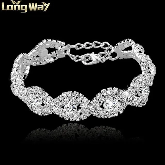 TOUCHEART Crystal Bracelets For Women Femme Silver color Charm Bracelets Bangles Wedding Jewelry With Stones 2017 SBR140169