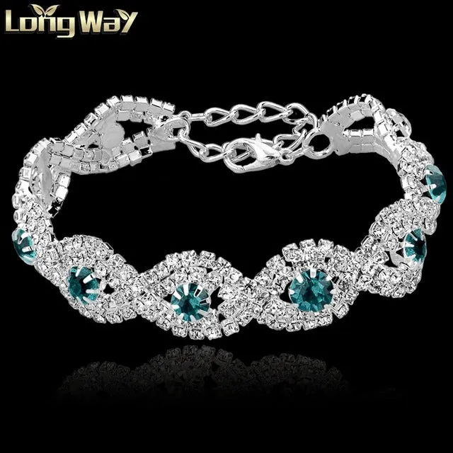 TOUCHEART Crystal Bracelets For Women Femme Silver color Charm Bracelets Bangles Wedding Jewelry With Stones 2017 SBR140169