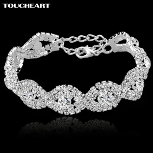 TOUCHEART Crystal Bracelets For Women Femme Silver color Charm Bracelets Bangles Wedding Jewelry With Stones 2017 SBR140169