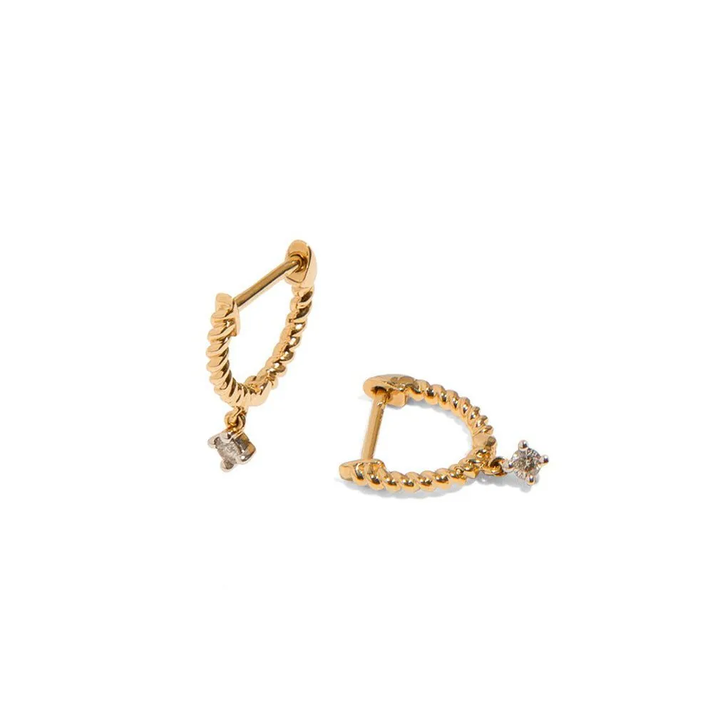 TWIST 14k GOLD & DIAMOND HUGGIES